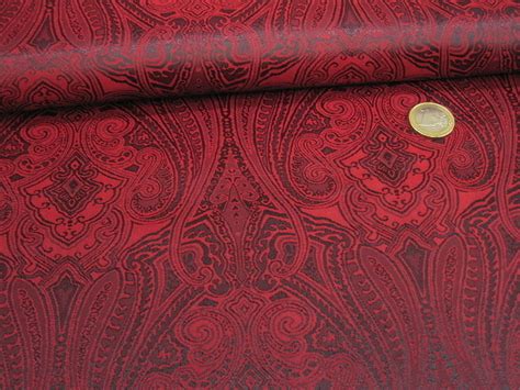 Leichter Jacquard Futterstoff Paisley 390 10 Rot