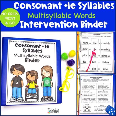 6 Syllable Types Consonant +le Decoding Multisyllabic Words Reading ...