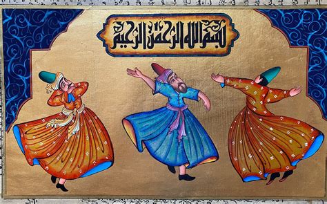 Handmade Whirling Dervish Art Sufi Mystic Art Dervish Painting Wall