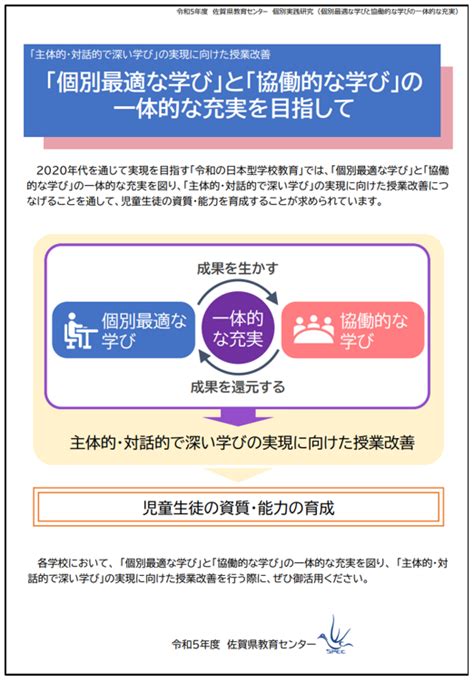 令和5年度 個別実践研究（個別最適な学びと協働的な学びの一体的な充実） 佐賀県教育センター