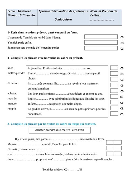 éValuation des prérequis 6ème PDF