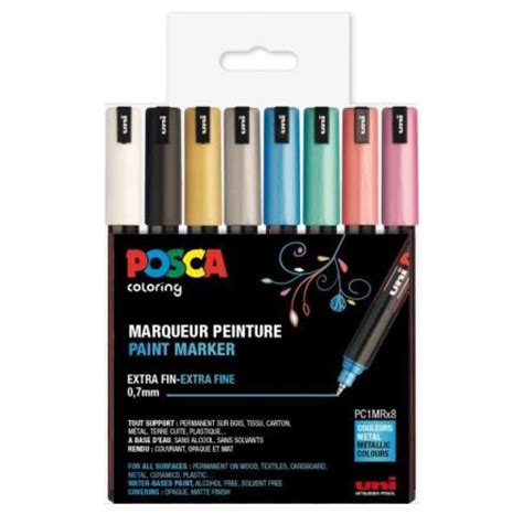 POSCA marker sæt PC 1MR 8 ass metallic farver På lager Billig