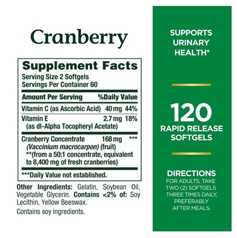 Natures Bounty Cranberry 4200 Mg 120 Softgels