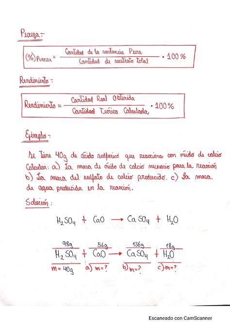 Solution Estequiometr A Con Reacciones Qu Micas Studypool