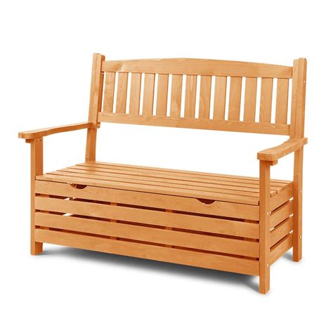 2 Seat Wooden Outdoor Storage Bench with Storage Space - Outdoor Storage Boxes