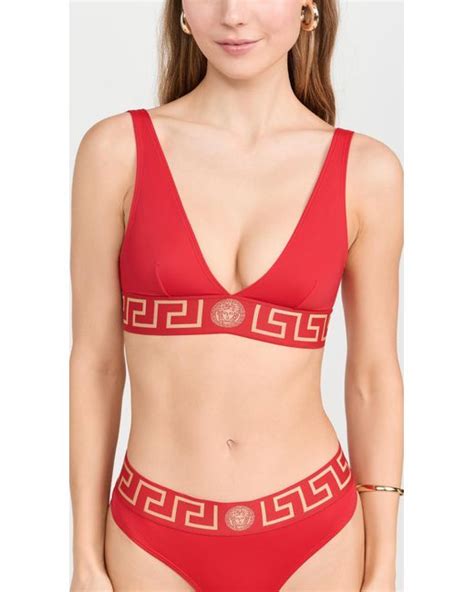 Versace Swim Bikini Lycra Vita Recycled New Logo Top A Red Lyst