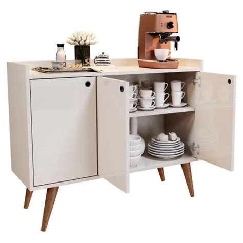 Aparador Buffet Retrô 3 Portas Wood Off White rpm Móveis em