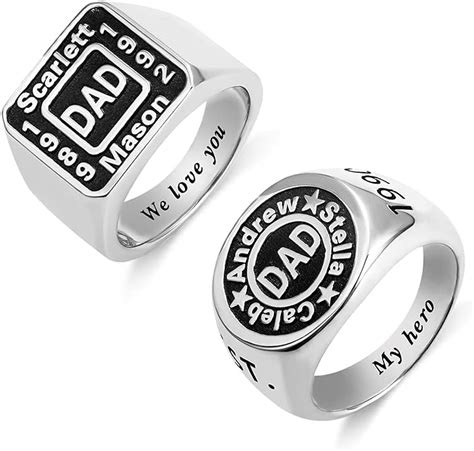 Ailin Custom Round Square Dad Rings 925 Sterling Silverbrass