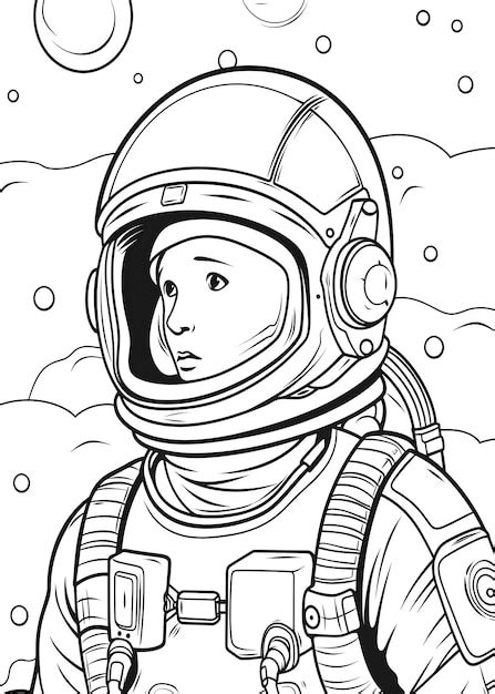 Pagina Da Colorare Per Bambini Astronauta Carino Astronauta Line Art