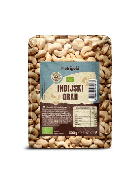 Nutrigold Indijski Oreščki Surovi Ekološki 500g Tovarna Zdrave Hrane