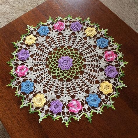 Crochet Doily Made To Order Rose Garden Doily Spring Season Etsy