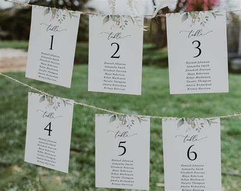 Greenery And Gold Seating Cards Seating Chart Find Your Seat