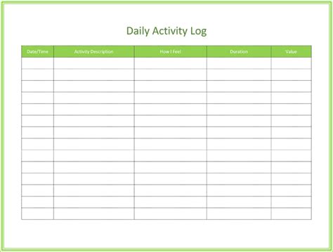 Activity Log Template | Template Business