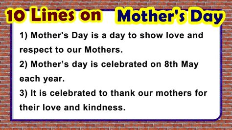 10 Lines On Mother S Day For Students In English Happy Mother S Day