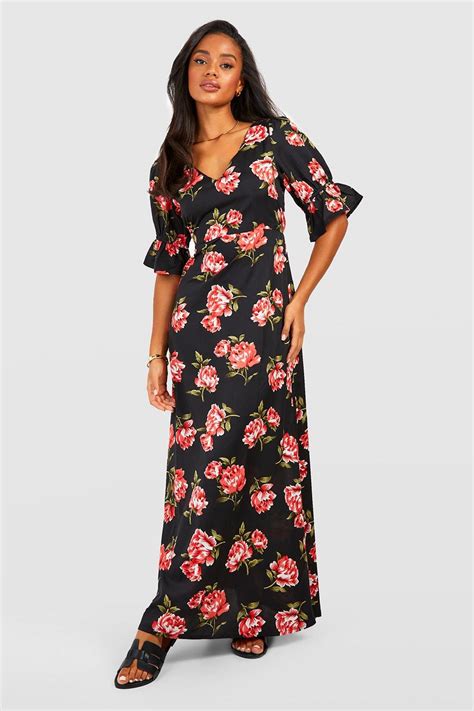 Floral Puff Sleeve Maxi Dress Boohoo Uk