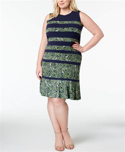 Michael Kors Plus Size Printed Flared Hem Dress Macys