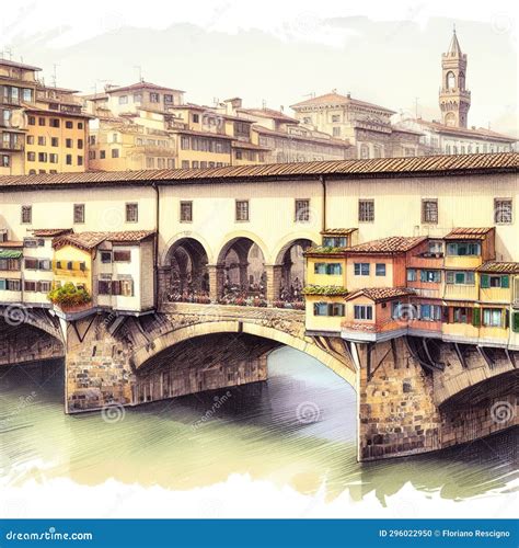 Watercolors Of Ponte Vecchio In Florence Stock Photo Image Of
