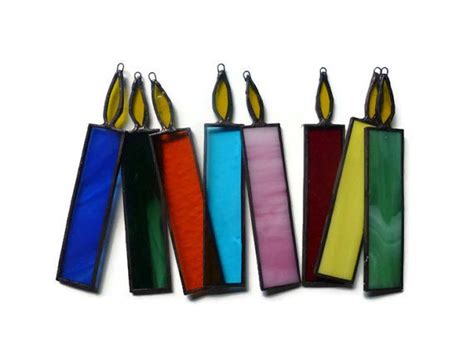 Stained Glass Birthday Candles Colorful Suncatchers Window Decoration Stained Glass