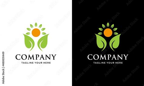 Leaf Human Logo Design For Healthy Company On A Black And White