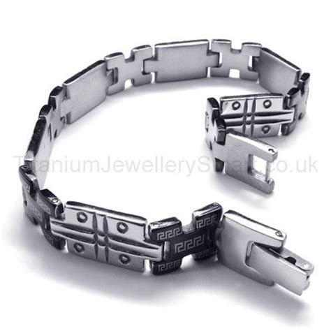 Great Wall Series Titanium Grooved Mens Bracelet Titanium