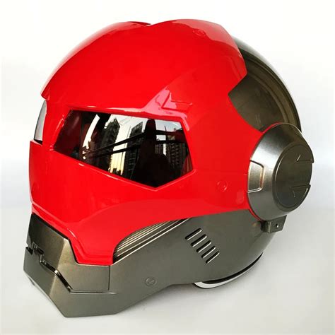 MASEI 610 Bright Red Grey IRONMAN Iron Man Helmet Motorcycle Helmet