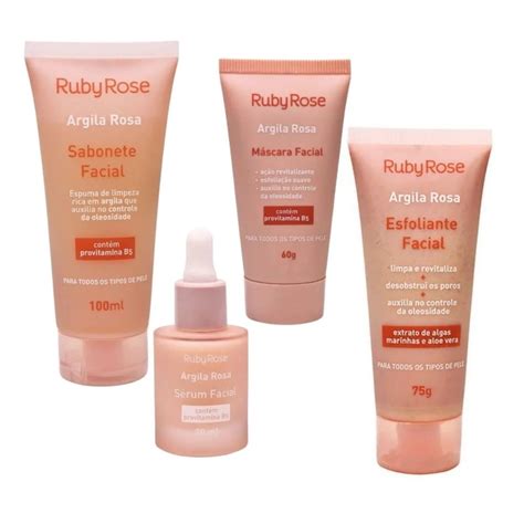 Kit Facial De Argila Rosa Ruby Rose Produtos Unitario Shopee Brasil