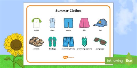 Summer Clothes Word Mat Primary Resources Teacher Made