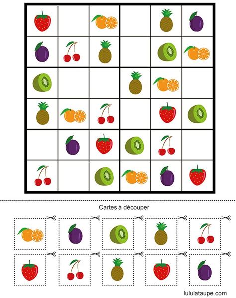 Sudoku des fruits à imprimer Lulu la taupe jeux gratuits pour