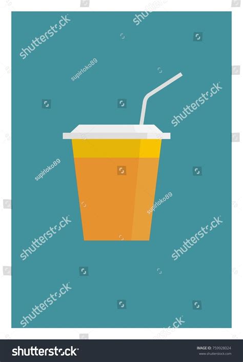 Orange Juice Plastic Cup Straw Stock Vector Royalty Free 759928024