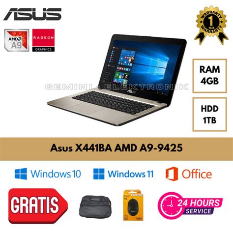 Promo Laptop Asus X441ba Amd A9 9425 4gb 1tb Windows 10 Black Gold Ssd 256gb Jakarta