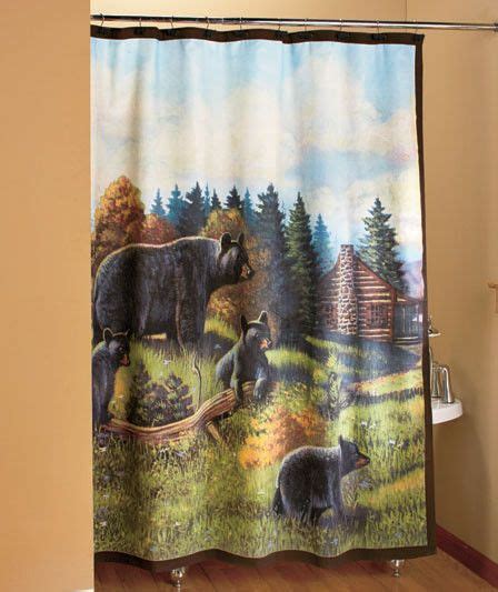 Black Bear Shower Curtain Bath Decor Cabin Country Bathroom Bear