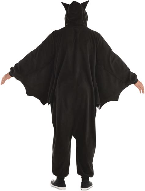 Adult Bat Black Grey Jumpsuit With Hood And Wings Halloween Costume