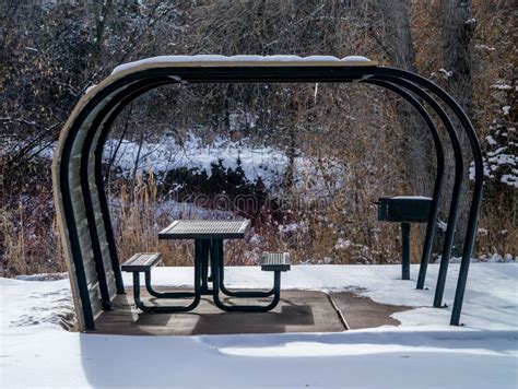Covered Park Bench In Winter Stock Photo Image Of Seasonal Snowy