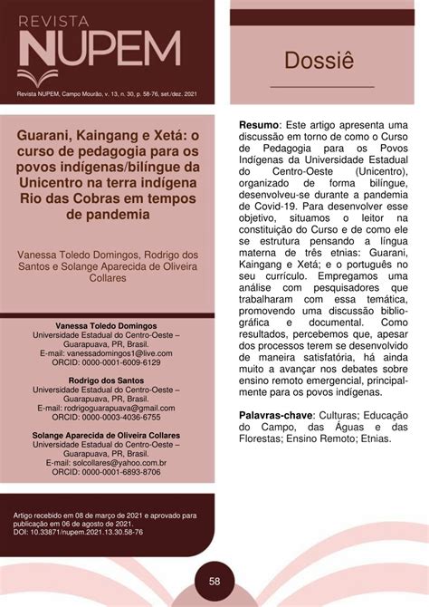 Pdf Guarani Kaingang E Xet O Curso De Pedagogia Para Os Povos