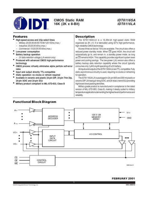 Datasheet Ram 6116 Cmos Random Access Memory