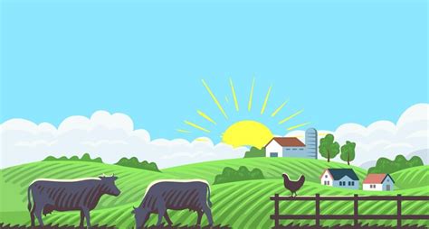 Premium Vector | Cow silhouette in farm landscape