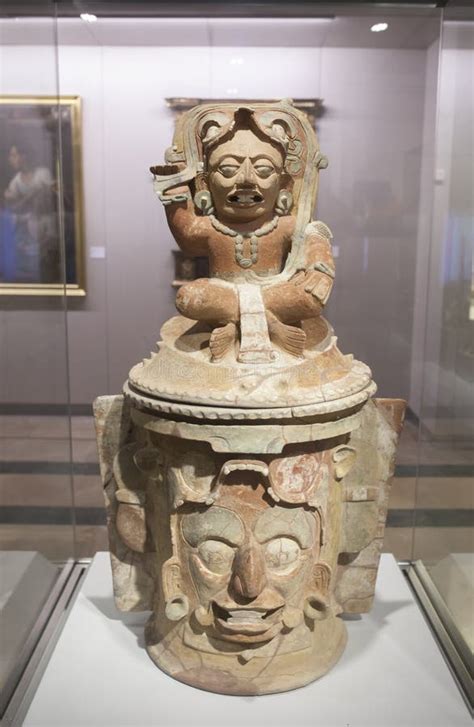 Funerary Urn Depicting Kinich Ahau Yucatec Sun God Mayan Culture