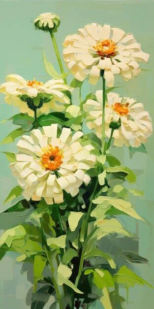 Premium Ai Image White Chrysanthemums A Stunning Oil Painting With