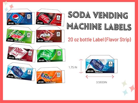 Soda Vending Machine 12 Oz Can Label Flavor Strip Vending Etsy Canada