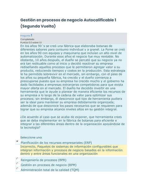 Gesti N En Procesos De Negocio Autocalificable En Los A Os S Se