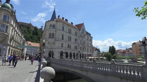 Tromostovje Dreifache Brücke Von Ljubljana Auf Dem Fluss Ljubljanica