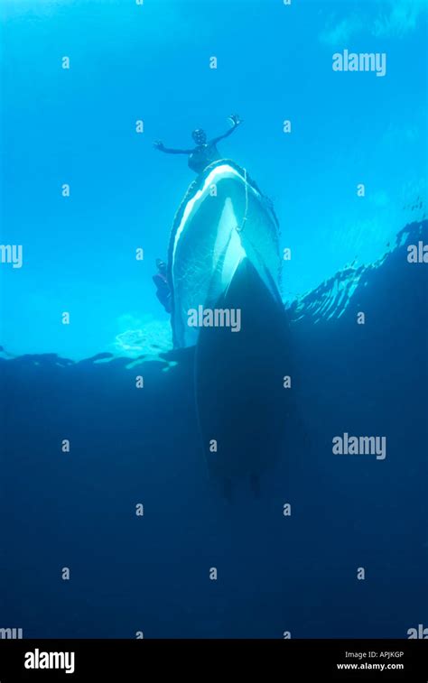 A dive boat in Snell s Window viewed from underwater Stock Photo - Alamy