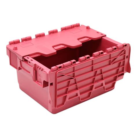 New 16 Litre Red Attached Hinged Lid Heavy Duty Strong Plastic Storage