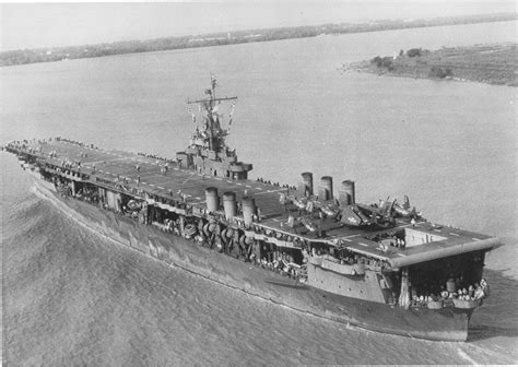 USS Ranger CV 4 Headed Upstream In The Mississippi River After 1945