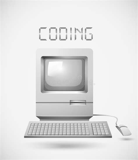 Old Fashioned Computer Screen And Keyboard Stock Vector Illustration