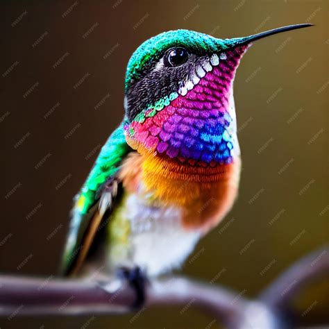 Premium Photo | Cute hummingbird bird with colorful plumage closeup
