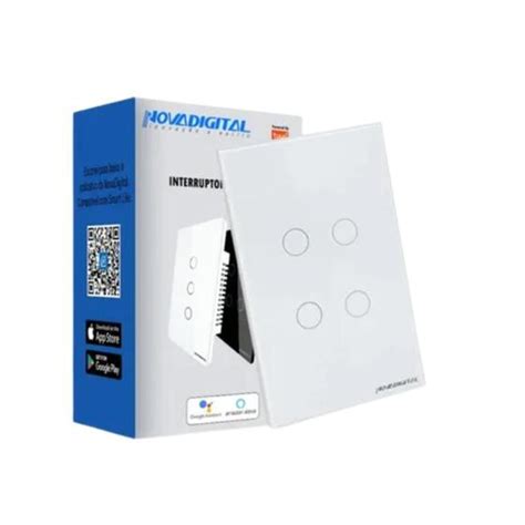 Interruptor Touch Wi Fi Rf433 4 Botões Branco Nova Digital Modelo