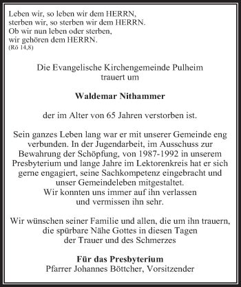 Traueranzeigen Von Waldemar Niethammer WirTrauern