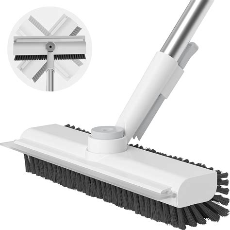 Floor Scrub Brush With Long Handle 3 In 1 Scrape And Heavy Duty Stiff