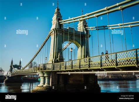 Bazalgettes Victorian Hammersmith Suspension Bridge In West London